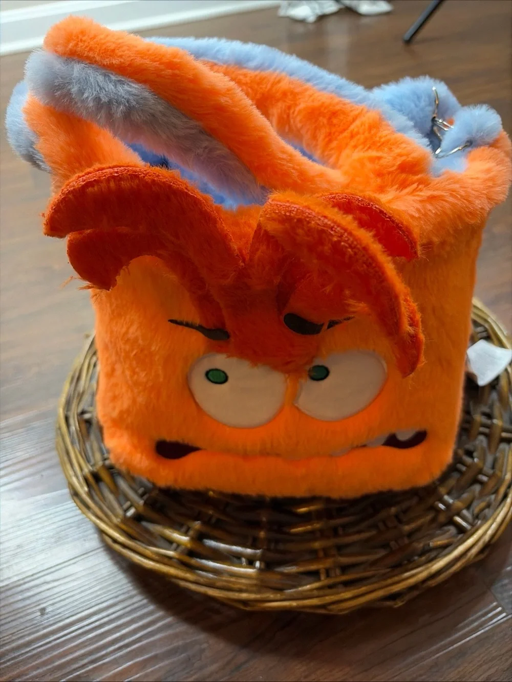 DISNEY Inside Out2 Joy and Anger Plush Tote Handbag Purse,blue/ orange, One size